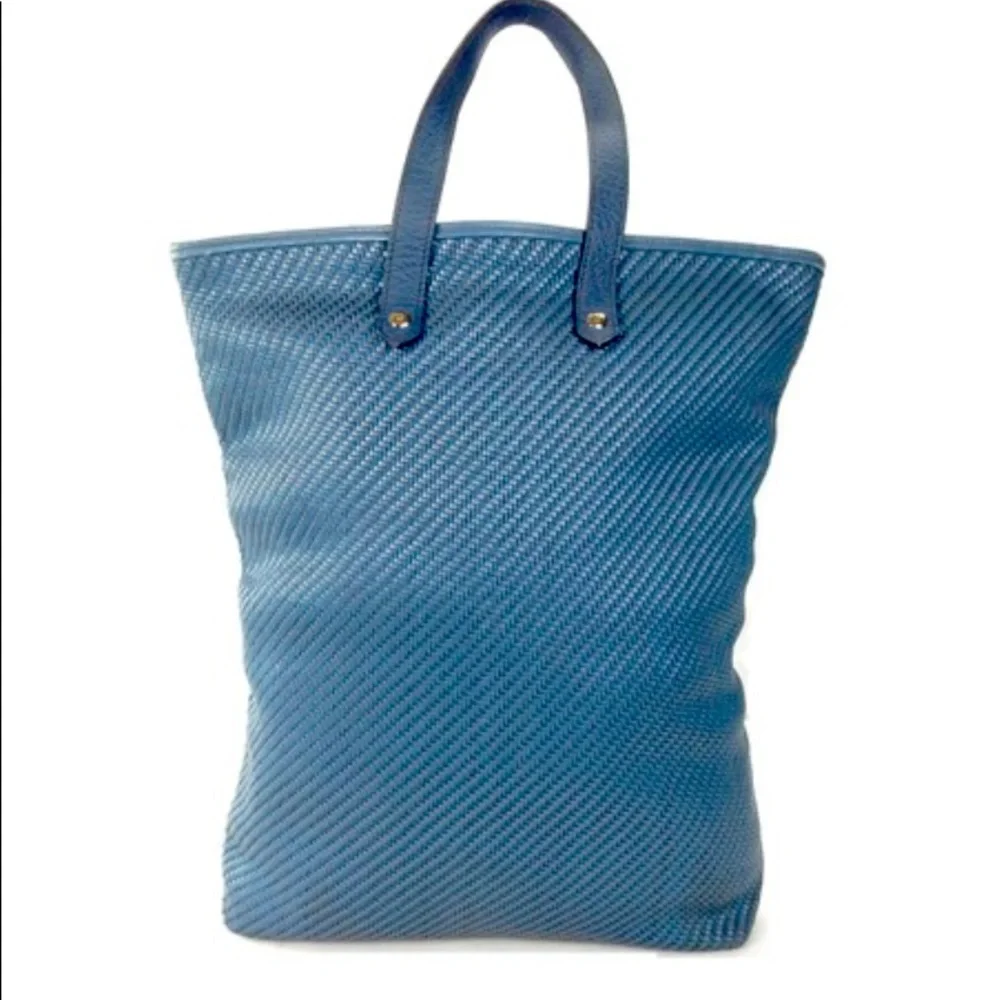 Hermes Leather canvas wooven tote - Picture 2 of 6